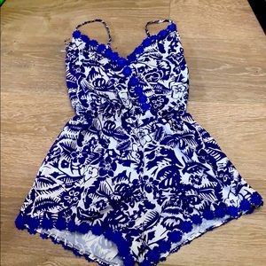 New purple white romper beach island coverup small